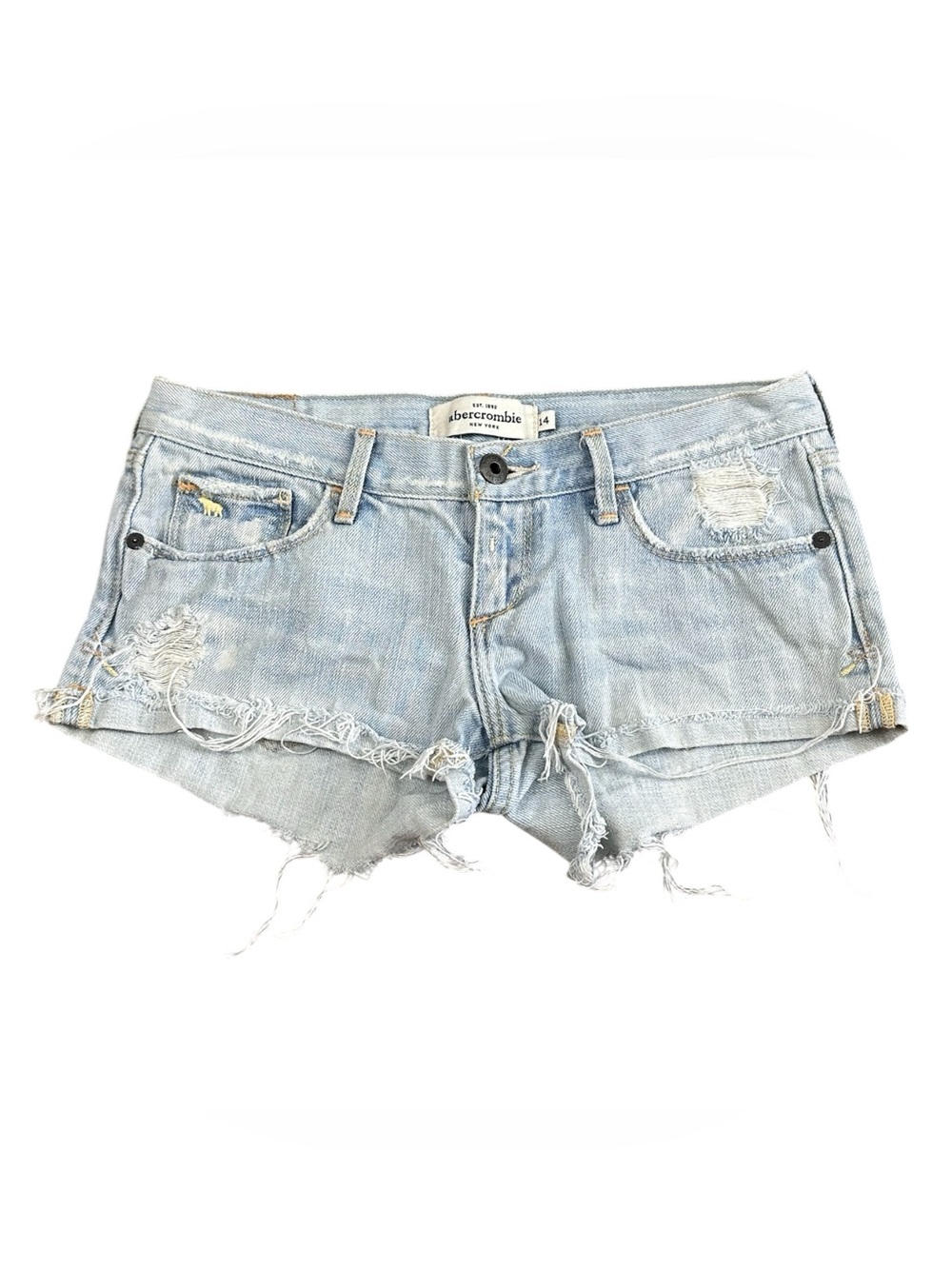 Abercrombie New York Girls Size 14 Distressed Light Wash Denim Cutoff Shorts
